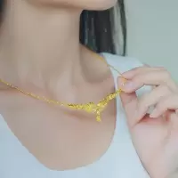 镀24k金项链蛇骨颈链女 仿真999千足金18K金首饰锁骨链花坠