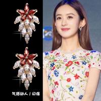 (亏本甩卖,进口耳环)韩国气质名媛优雅晶耳钉钻超闪漂亮耳环女款时尚大气纯银耳饰