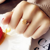 四叶关节戒指女套装组合18k玫瑰金不褪色女士个性时尚小指尾戒