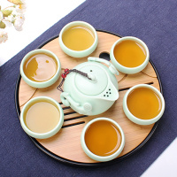 []定窑功夫茶具套装 陶瓷哑光企鹅壶罗汉杯手抓壶乘风破浪