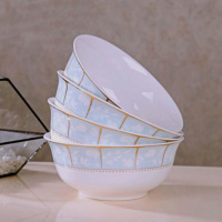 4个装面碗6英寸菜碗家用碗大米饭碗家用陶瓷碗欧式中式汤碗可微波