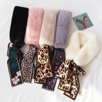 秋冬季围巾女獭兔毛仿皮豹纹飘带韩版百搭保暖毛领毛绒围脖女