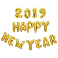 新年快乐元旦晚会装饰气球 16寸2019happy new year字母气球套装