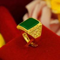 越南沙金男士霸气戒指玛瑙男士戒指久不褪色铜防金戒指镀金戒指