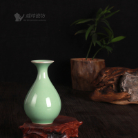 龙泉窑变瓷裂纹釉碎瓷白瓷花瓶玉壶春瓷瓶瓷器装饰品摆件沁艺青瓷