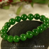 和田昆仑碧玉项链手链手串10mm圆珠子天然菠菜绿女款玉石项链链子