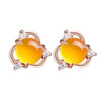 [1-4对装]萱派饰品镶玉耳饰女款银耳钉 韩版仙气时尚耳钉