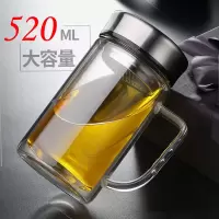 玻璃杯双层茶杯玻璃杯带把杯子双层杯泡茶杯杯玻璃茶杯子