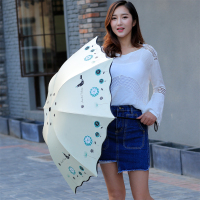 小清新雨伞晴雨两用伞防紫外线黑胶防晒遮阳太阳伞三折叠女生雨伞