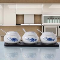 景德镇釉中陶瓷味罐家用套装 厨房味瓶盐罐料瓶四件套清仓