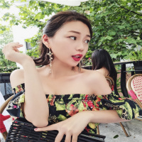 韩国气质复古式不对称耳坠流苏珍珠耳环女超仙红夸张个性耳饰品