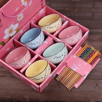 碗日式陶瓷餐具碗筷套装礼盒装创意陶瓷碗吃饭碗套装活动赠品回礼