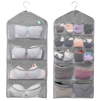 布衣晨麻布内衣内裤双面挂袋袜子收纳袋宿舍衣柜收纳文胸墙上挂袋
