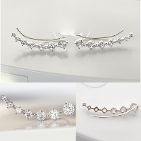 耳饰个性连体耳排耳钉女 耳环简约学生韩版耳饰锆石耳钉女