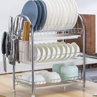 [新款加厚]收纳置物架三层家用沥碗碟架厨房橱柜碗架储物神器