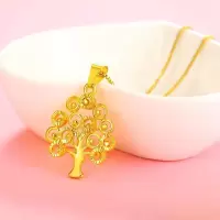 [节日]项链女锁骨链18K镀金金六福珠宝正品 配礼盒专柜票