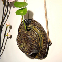 陶瓷悬挂式小花瓶培植物花插创意墙饰花器瓶家居装饰品配麻绳