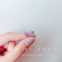 耳钉气质简约个性晶镭射极光方糖耳钉女韩国立体纯银耳环