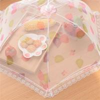 (颜色随机)蕾丝饭菜罩桌罩食物罩子圆形菜盖折叠伞式纱防蝇罩盖菜纱罩饭罩