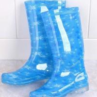 韩版秋冬女款雨鞋高筒PVC晶多彩防滑耐磨鞋学生保暖高帮雨鞋