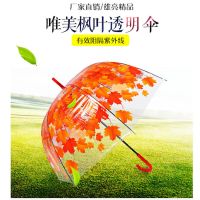夏季小清新女学生雨伞枫叶直柄自动个性拱形雨伞女晴雨两用公主伞