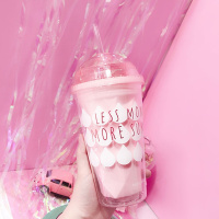 韩版少女心成人吸管杯子创意女学生软妹塑料杯韩国潮流大容量杯