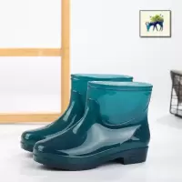 秋冬短筒雨鞋女式时尚家居厨房打扫洗车雨靴防滑防短靴鞋绒棉套鞋成人胶鞋防劳工清洁胶鞋耐磨