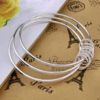 s925足银时尚创意女情人节生日首饰品纯银三环光面圈银手镯