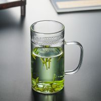 耐热玻璃杯带把绿茶杯带茶杯月牙杯带滤分茶器方形公道杯茶海