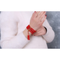 天然台湾朱砂金箔珠佛珠手链本命年108颗手串 男女款情侣饰品