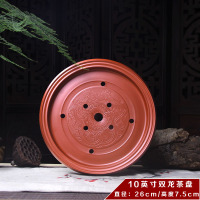 紫砂茶盘潮汕功夫茶盘茶海茶盛蓄茶盘6寸10寸12寸14寸圆茶盘