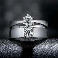 男戒指 男钻戒 银戒指女情侣戒指多对款式对戒子一对活口