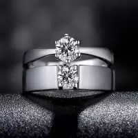 男戒指 男钻戒 银戒指女情侣戒指多对款式对戒子一对活口