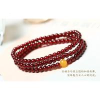 情人节三圈石榴石玉髓手链开光转运2019正品石榴石弹力手串