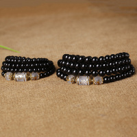 [十二生肖守护神保佑您平安]开光黑曜石守护神手链本命佛108颗