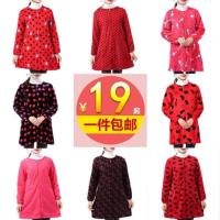 新款 夹棉儿童罩衣长袖儿围裙吃饭衣秋冬绘画女童男童拉链兜棉袄