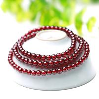 酒红石榴石手串女多圈正品红石榴手链收藏级转运珠3圈6A天然晶