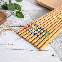 竹筷子家庭创意分色筷子10双套装家用防滑中式无蜡便携式礼品餐具
