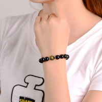 黑曜石十二生肖守护神本命佛男女情侣款手链本命年转运手串保平安