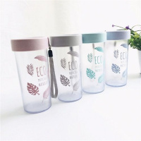 韩版小清新可爱磨砂塑料杯便携手提带盖创意男女学生情侣闺蜜杯