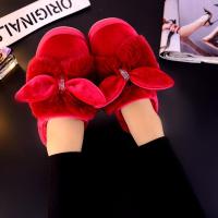 室内家居棉鞋高跟坡跟防滑冬季女士跟厚底韩版卡通可爱棉拖鞋女