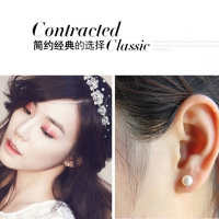 (假一赔十)S925纯银耳钉女黑红绿玛瑙珍珠款韩版女款耳饰耳环耳坠