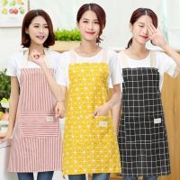 单条韩版时尚围裙女可爱厨房围裙做饭工作服罩衣棉麻围腰防油围裙