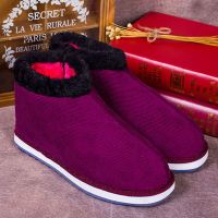 冬季加绒老北京手工拉链棉鞋男女中老年人防滑居家办公室保暖鞋