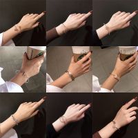 玫瑰金皇冠手镯手链女韩版简约百搭红冷淡风森系手环学生镯子