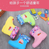 儿童雨鞋男女胶鞋2-10岁鞋加绒卡通小猪佩奇防滑大中小童防靴