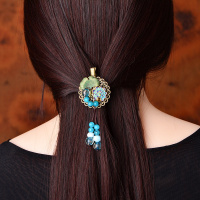 民族风复古风夹女头饰卡粉晶玉夹子古代古装饰品百搭边夹顶夹