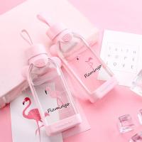 创意卡通巴洛克方形扁杯玻璃杯创意杯耐热便携带提绳随手茶杯子