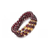 [节日]三圈石榴石转运金珠手链6mm女士饰品石榴石弹力手串