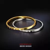 18k彩金手镯欧美钛钢玫瑰金男女生定制手镯闺蜜明星情侣手环一对